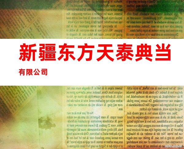 新疆东方天泰典当有限公司